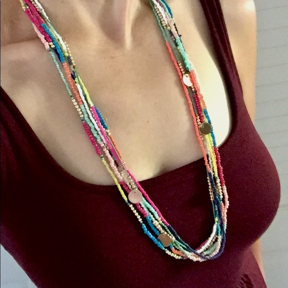 Multi Layered Colorful Long Necklace